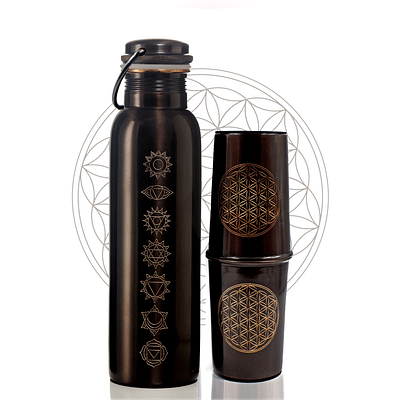 Sarveda 7 Chakra Vintage Copper Water Bottle With 2 Glasses Set image