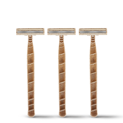 Shaveco Bamboo Safety Razor For Men | Durable & Ergonomic Handle For A Smooth Shave | Eco-Friendly & Sustainable | Zero-Waste & Reusable | Suites All Skin Types (Pack Of 3) image