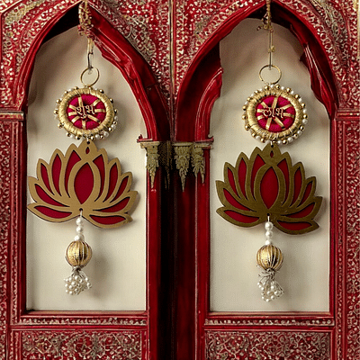 Shubh Labh For Door Entrance For Good Luck| Door Hanging Decorative Items For Festive - 2Pcs image