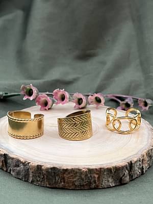 Silverstura Statement Trio | Flexible | 18K Gold Plated | Hypollergenic | Anti Tarnish image
