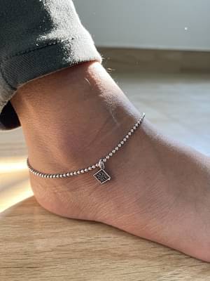 Silversutra Sterling Silver Ball Anklet with Charm For Her image