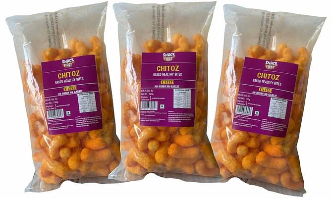 Snack First Chitoz, Pack Of 3, No Onion No Garlic, Jain, Puffed Snack, Corn Puffs, Healthy Snack, Namkeen, Each 100G image