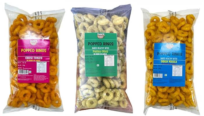 Snack First Popped Ring Pudina, Tangy & Indian Masala, Pack Of 3, No Onion No Garlic, Jain, Puffed Snack, Corn Puffs, Healthy Snack, Namkeen, Each 100G image