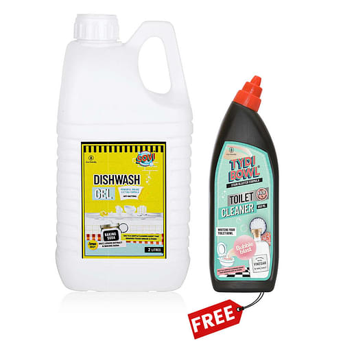 Sovi Dishwash Liquid Gel 2 Liters | Tydi Bowl 650 Ml Toilet Cleaner Free image