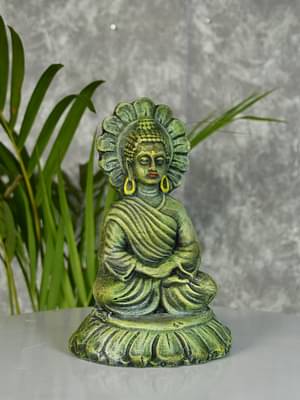 Sowpeace Premium Terracotta Meditating Buddha On Lotus Tabletop image