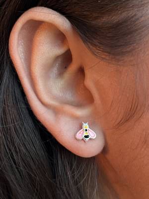 Sterling Silver Enamel Honey Bee Studs | Gifts For Girlfriend | Gifts For Wife | Gifts For Sister image