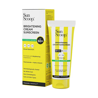 SunScoop Brightening Cream Face Sunscreen | SPF 50 PA+++ with Vitamin C, No White Cast & Tanning | 45 Gm image