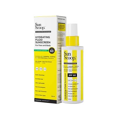 Sunscoop Sunscreen - Spf 60 Pa++++ Hydrating Fluid Sunscreen | Uv Filter Zinc Oxide | No White Cast (125 Ml) image
