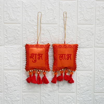 Sustainable Shubh Labh Hangings - Orange image