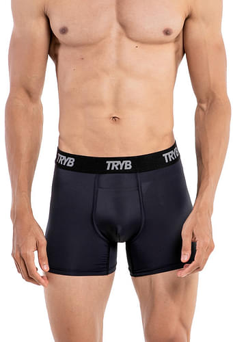 TRYB Mens Sport Performance Stretch Quick Dry Moisture Wicking Athletic Active Square Cut Compression Boxer Trunk image