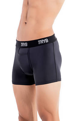 TRYB Mens Sport Performance Stretch Underwear Quick Dry Moisture Wicking Athletic Active Kooltex Square Cut Boxer Trunk - Pack of 2 image