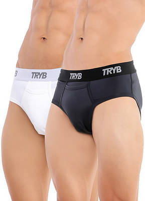 TRYB Mens Sport Performance Stretch Underwear Quick Dry Moisture Wicking Athletic Boxer Active Brief (Pack of 2) image