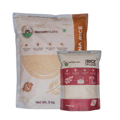Telangana Sona 5 Kg Rice + Low GI Rice Flour 1 Kg image