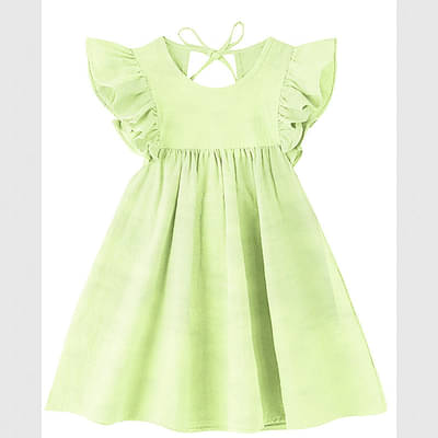 The Baby Atelier 100% Organic Sleeves Nightdress -Lime Green image