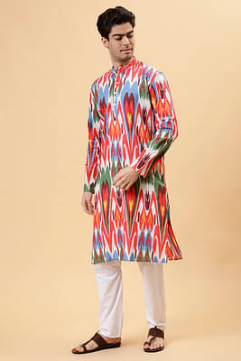 The Cotton Staple Multicolor Ikat Kurta image
