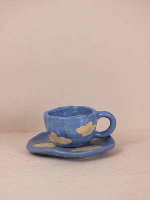 The Orby House Blue Cloud Mug, With Saucer image