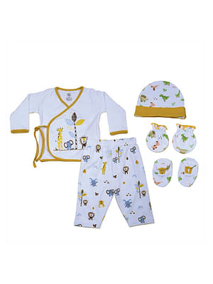 Tiny Lane | Adorable & Comfy Baby Clothing Paws Set | Jungle Tribe Jhabla, Legging, Cap Booties Miten image