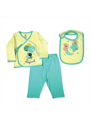 Tiny Lane | Sunny Baby Clothing Set | Magical Flite Jhabla, Legging, Krescent Koala Bib image