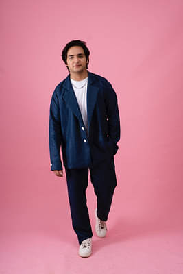 Travellin' Blues Men Hemp Blazer & Pants Set image