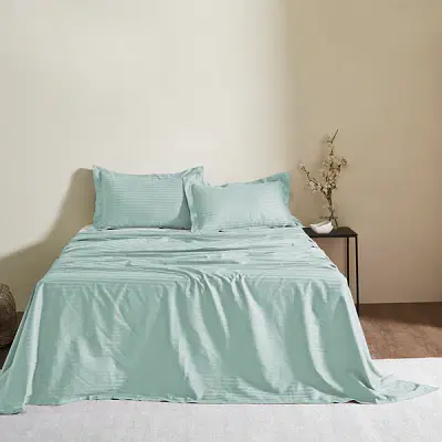 Tree Stitch Plain Bedsheet - 300Tc In Light Green image