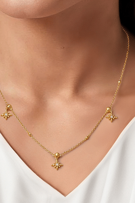 Trisu Positivity Triple 4-Petal Flower Neckpiece - 18K Gold Vermeil Sterling Silver image