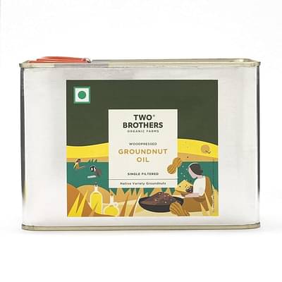 Two Brothers Organic Farms Peanut Oil/Groundnut Oil,Wood-Pressed, Single-Filtered Oil For Cooking - 2 Litre image