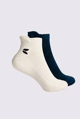 Unisex Ankle Bamboo Socks - 2 Pairs Navy Blue - White image