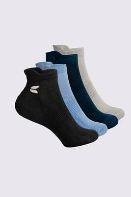 Unisex Ankle Bamboo Socks - 4 Pairs Black - Sky Blue - Grey - Navy Blue image