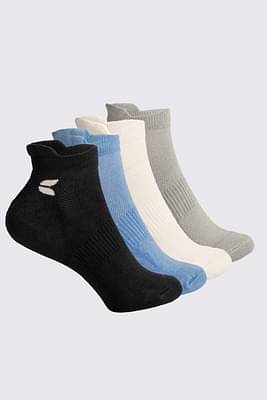 Unisex Ankle Bamboo Socks - 4 Pairs Black - Sky Blue - white- Grey image