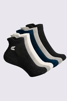 Unisex Ankle Bamboo Socks - 6 Pairs Black - Black - Grey - Grey - White - Navy Blue image