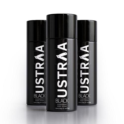 Ustraa Black Deodorant Body Spray - 150 Ml (Set Of 3) image