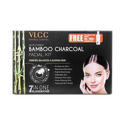 VLCC Activated Bamboo Charcoal Facial Kit With Free Rose Water Toner - 400 G image