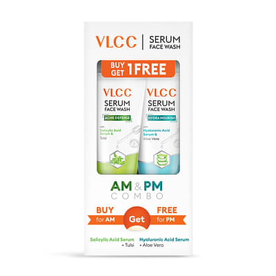 VLCC Salicylic Acid & Tulsi Serum Facewash for AM & Aloe Vera Serum Facewash for PM (B1G1) - 300ML image