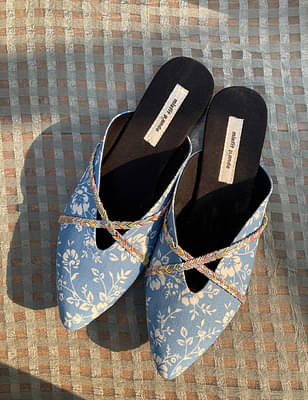 Vegan Blue Printed Maya Mules image