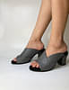 Vegan Grey Solid/Plain Side-Cut Heels