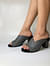 Vegan Grey Solid/Plain Side-Cut Heels