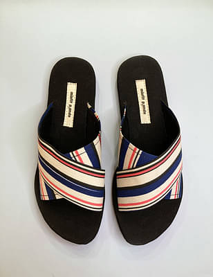 Vegan Multi-Color Printed Cross Strap Sliders image