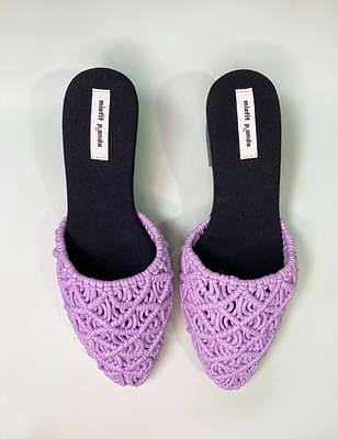 Vegan Purple Solid/Plain Crochet Mules image