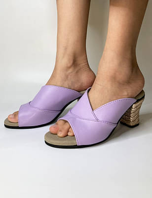 Vegan Purple Solid/Plain Side-Cut Heels image