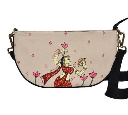 Velka Pattachitra Flower Adorned for Woman Beige image