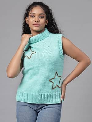 Velvery Sky Blue Sky Stars Sleeveless Sweater Vest image