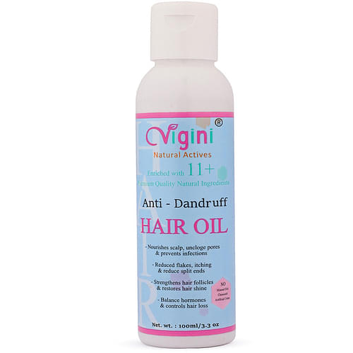 Vigini Natural Anti-Dandruff Itchy Scalp Hair Care Oil Provides Hair Growth, Nourishment, Silky & Shining Hair For Men Women (100 Ml) image