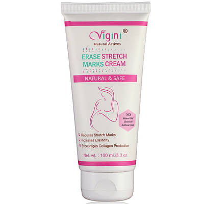 Vigini Natural Erase Stretch Marks Scars Removal Oil Cream In During After Pregnancy Delivery (100 Gm) image