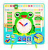 Voolex - Wooden Learning Calendar Clock Toys & Multifunctional Wooden Frog Teaching Clock For Kids