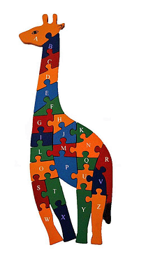 Voolex - Wooden Shaped Coloured Giraffe Puzzle With 26 Alphabets(A-Z) And Numbers (1-26) For Kids To Learn Letters And Numbers image