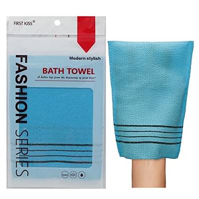 Wbc Worldbeautycare Korean Towels | Exfoliating Bath Glove | Bath Scrub | Dead Skin Remover Glove | 100% Viscose | Bath Glove | De-Tan Scrub | Bath Scrub | Bath Mitt | Hammam Gloves | Bath Scrubber (Pack Of 2) image