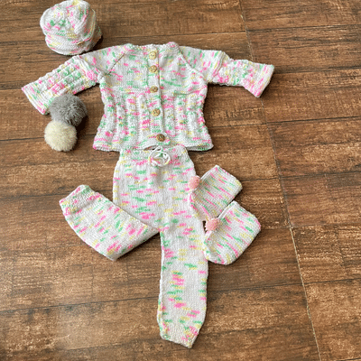 White Hand-Knitted Soft Wollen Infant Set image