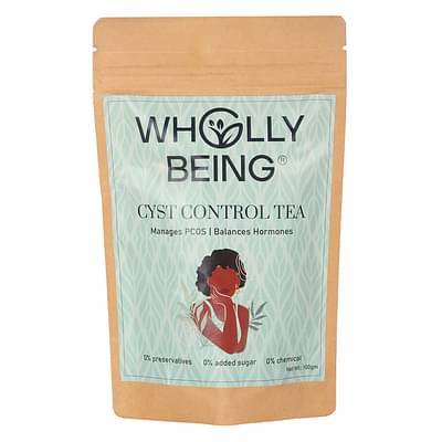 Wholly Being Cyst Control Tea for managing PCOS,regular period,facial hair,acne with Gokshura, Spearmint, Chasteberry, Ashwagandha, Fenugreek seeds etc(100gm) image