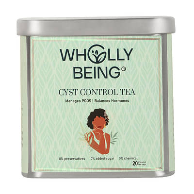 Wholly Being Cyst Control Tea for managing PCOS,regular period,facial hair,acne with Gokshura, Spearmint, Chasteberry, Ashwagandha, Fenugreek seeds etc(20 teabags) image