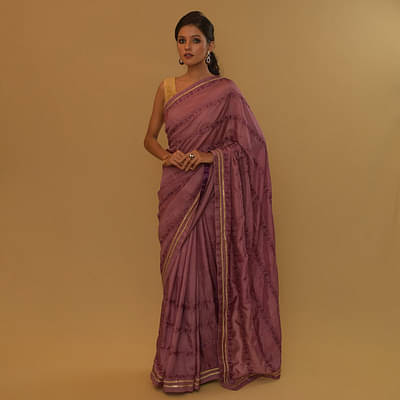 Women's Festive Silk Chikankari Saree With Beadwork image